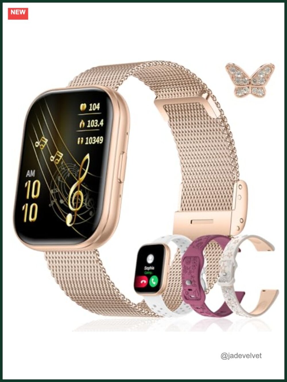 Smart Watch for Women 4 Bands Charm Gift Set HD Fitness Tracker Bluetooth Calls